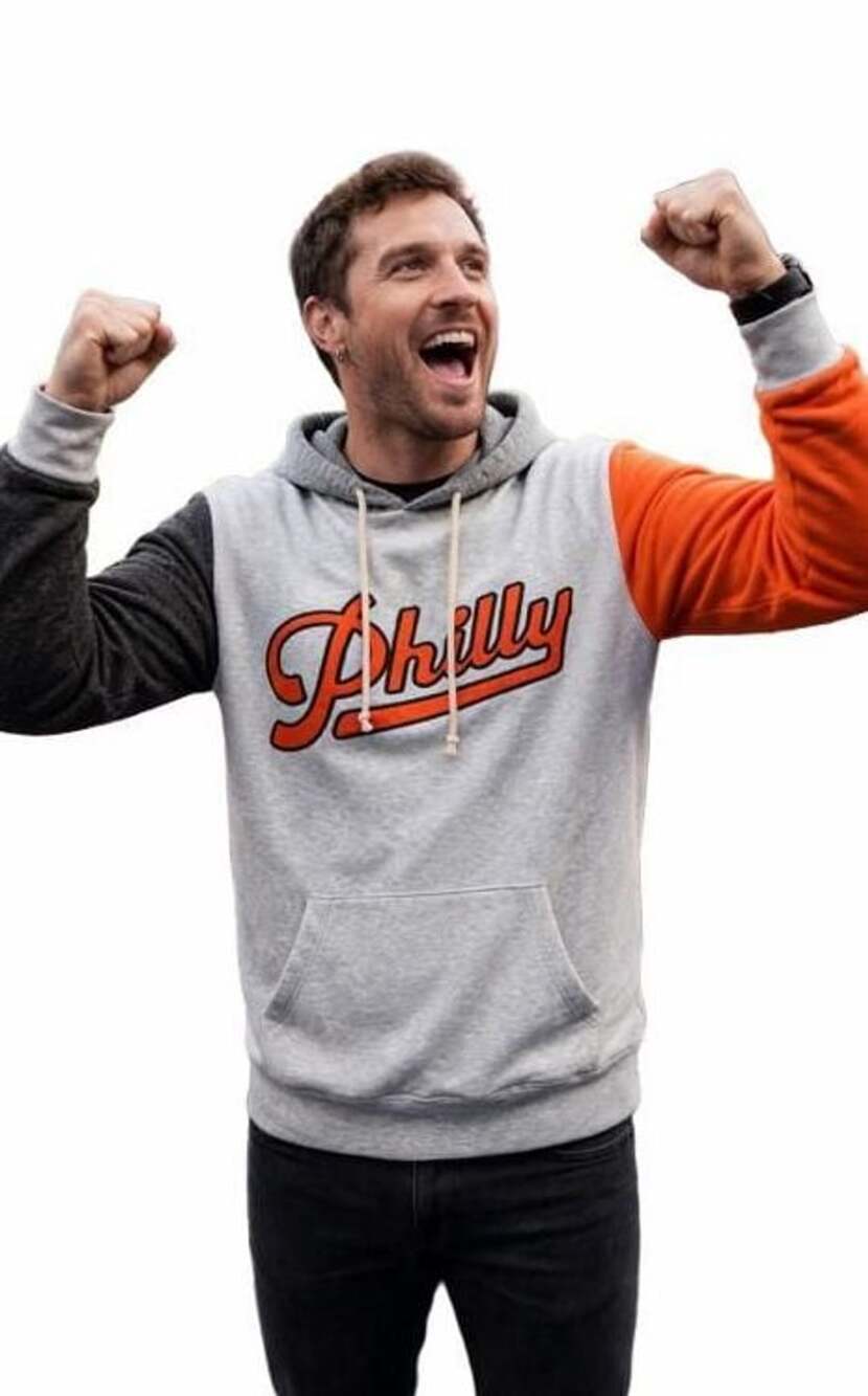 Where I'm From Philly Script Hoodie Grey Orange Black Large NWOT